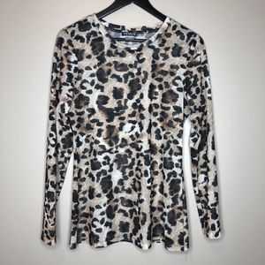VENUS leopard print long sleeved sheer top small